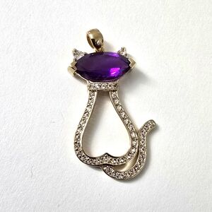 Watch Video / Sterling Silver 925 Amethyst Cat Pendant / Cat Lady
